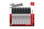 SHARPIE FINE PERM MRK BLK PK12
