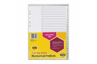 MBG INDICES WHT PP A4 1-31TAB