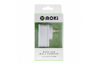 MOKI DUAL USB WALL CHARGER WH